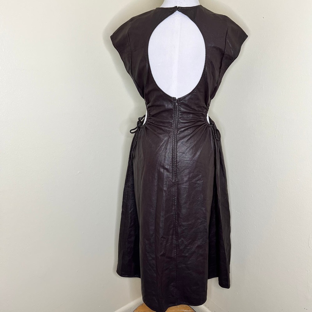 Astr Faux Leather Midi Dress in Dark Brown - Picture 7 of 12